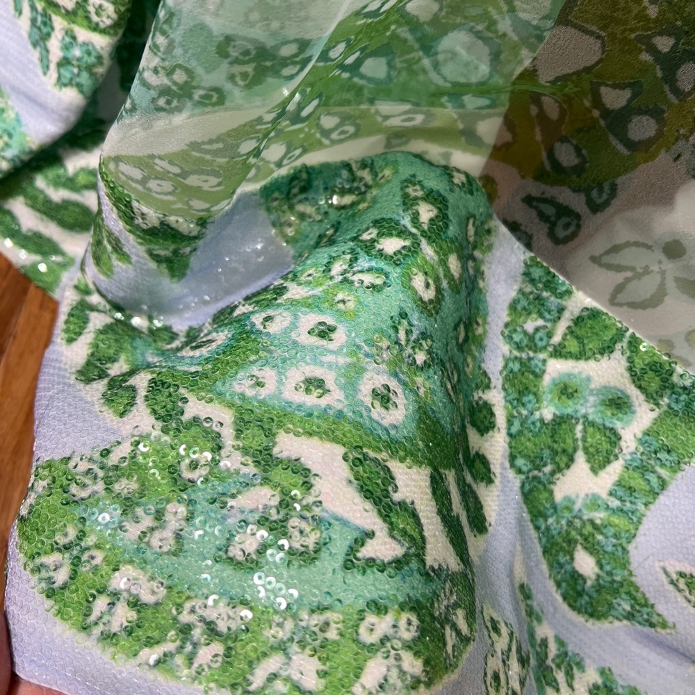 Rare STAUD Neem Printed Georgette Organza Sequined Hem Maxi Dress Unique - Picture 9 of 12